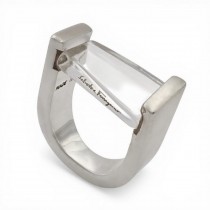 Inel Salvatore Ferragamo "Vara Bow" din argint și cristal | rară piesă de design contemporan | cca. 2010 - 2015